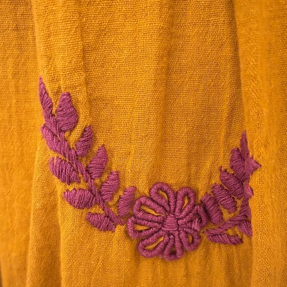 Boho Chic Embroidered Midi Dress in Mustard - Picture 3 of 3